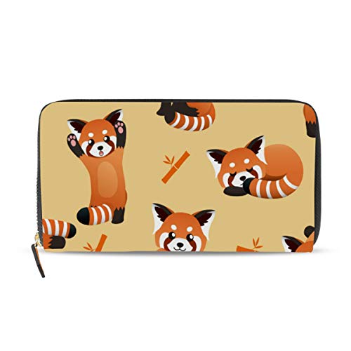 GIGIJY Geldbörse mit niedlichem Cartoon-Motiv, rotes Panda-Design, mehrere Kreditkartenfächer, Leder, mit Reißverschluss, lange Geldbörse, multi, Einheitsgröße von Bardic