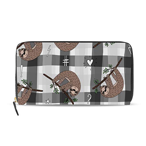 GIGIJY Geldbörse mit niedlichem Faultier-Muster, mehrere Kreditkartenfächer, Leder, Reißverschluss, lange Geldbörse, multi, Einheitsgröße von Bardic
