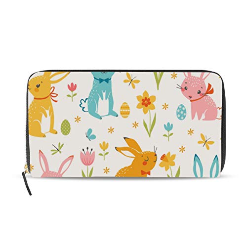 GIGIJY Geldbörse mit niedlichem Hasen-Motiv, mehrere Kreditkartenfächer, Leder, Reißverschluss, lange Geldbörse, multi, Einheitsgröße von Bardic