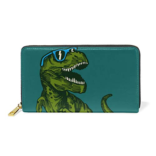 GIGIJY Happy Cartoon Dinosaurier Geldbörse Multi Kreditkartenhalter Tasche für Frauen Echtes Leder Reißverschluss Lange Geldbörse, multi, Einheitsgröße von Bardic