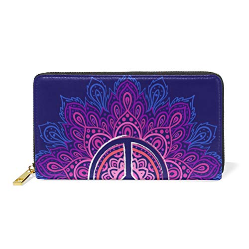 GIGIJY Hippie-Stil Mandala Geldbörse Multi Kreditkartenhalter Tasche für Frauen Echtes Leder Reißverschluss Lange Geldbörse, multi, Einheitsgröße von Bardic