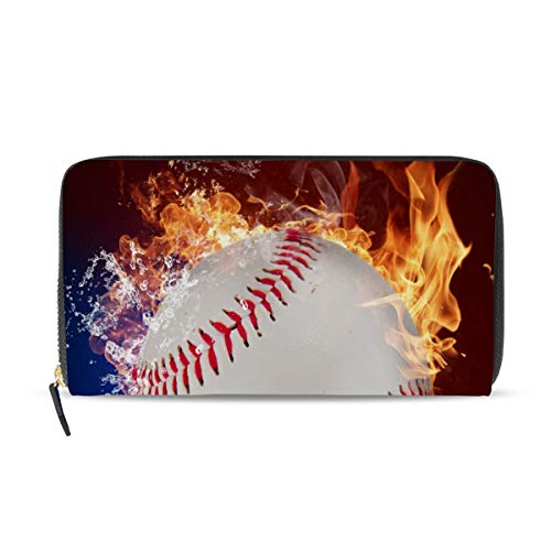 GIGIJY Kreative Baseball-/Feuerball-Geldbörse, mehrere Kreditkartenhalter, Tasche für Damen, Leder, Reißverschluss, lange Geldbörse, multi, Einheitsgröße von Bardic