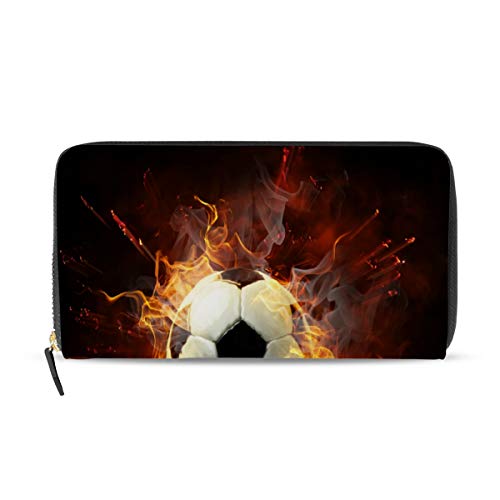 GIGIJY Kreative Flamy Fußball Geldbörse Multi Kreditkartenhalter Tasche für Frauen Leder Reißverschluss Lange Geldbörse, multi, Einheitsgröße von Bardic