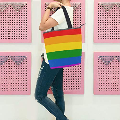 GIGIJY Rainbow Pride Gay Handtasche groß für Damen Frauen Schulter Tote Reißverschluss Shopper Organizer Taschen für Frauen Top-Griff Taschen von Bardic