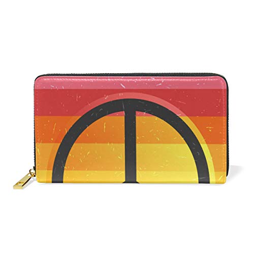 GIGIJY Rainbow and Peace Symbo-Geldbörse, mehrere Kreditkartenfächer, Tasche für Damen, echtes Leder, Reißverschluss, lange Geldbörse, multi, Einheitsgröße von Bardic