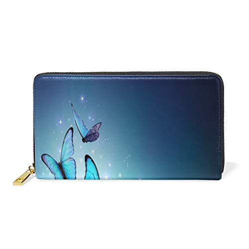 GIGIJY Schöne Magic Butterflie Geldbörse Multi Kreditkartenhalter Tasche für Frauen Echtes Leder Reißverschluss Lange Geldbörse, multi, Einheitsgröße von Bardic