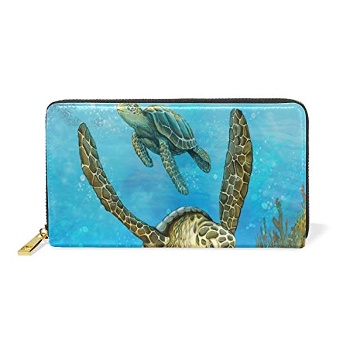 GIGIJY Sea Underwater World Geldbörse, mehrere Kreditkartenfächer, Tasche für Damen, echtes Leder, Reißverschluss, lange Geldbörse, multi, Einheitsgröße von Bardic