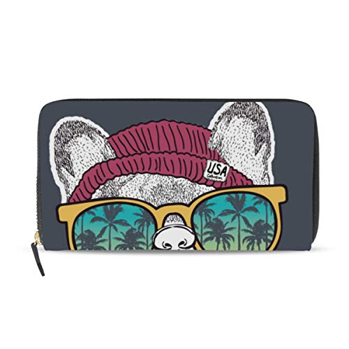 GIGIJY Sommer-Geldbörse mit lustigem Bulldoggen-Motiv, mehrere Kreditkartenfächer, Leder, Reißverschluss, lange Geldbörse, multi, Einheitsgröße von Bardic