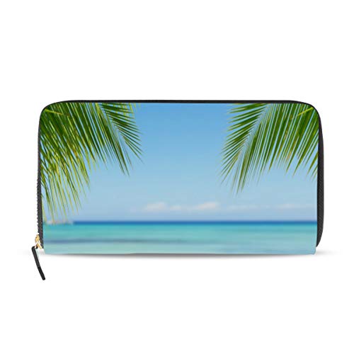 GIGIJY Sommer-Ozean-Strand-Themen-Geldbörse, mehrere Kreditkartenfächer, Tasche für Damen, Leder, Reißverschluss, lange Geldbörse, multi, Einheitsgröße von Bardic