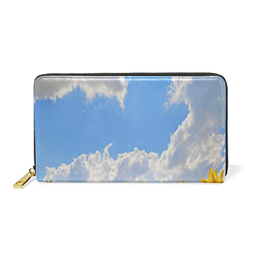 GIGIJY Sommer-Sonnenblumen-Geldbörse, mehrere Kreditkartenfächer, Tasche für Damen, echtes Leder, mit Reißverschluss, lange Geldbörse, multi, Einheitsgröße von Bardic