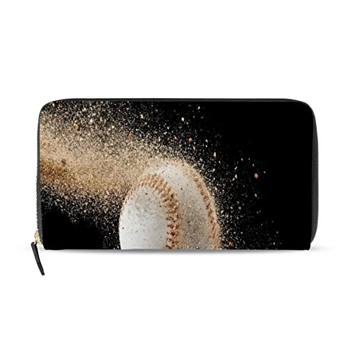 GIGIJY Sport-Baseball-Geldbörse mit fliegendem Sand, mehrere Kreditkartenfächer, Tasche für Damen, Leder, Reißverschluss, lange Geldbörse, multi, Einheitsgröße von Bardic
