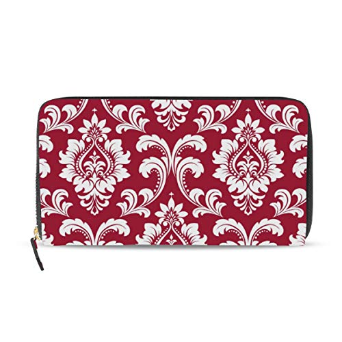 GIGIJY Stilvolle Geldbörse mit rotem und weißem Blumendesign, mehrere Kreditkartenfächer, Leder, Reißverschluss, lange Geldbörse, multi, Einheitsgröße von Bardic