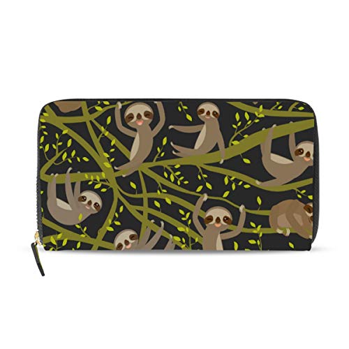 GIGIJY Süßes Baum-Faultier-Geldbörse, mehrere Kreditkartenhalter, Tasche für Damen, Leder, Reißverschluss, lange Geldbörse, multi, Einheitsgröße von Bardic
