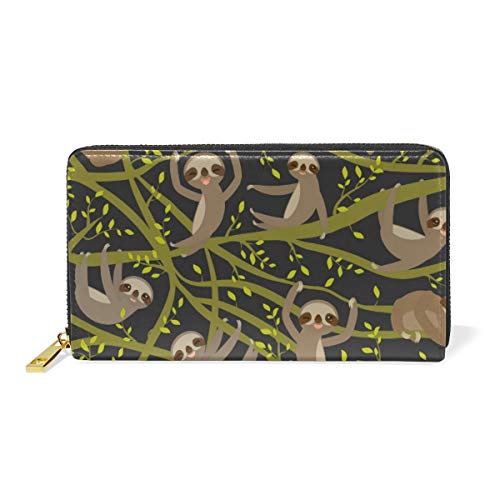 GIGIJY Süßes Baum-Faultier-Geldbörse, mehrere Kreditkartenhalter, Tasche für Damen, echtes Leder, mit Reißverschluss, lange Geldbörse, multi, Einheitsgröße von Bardic