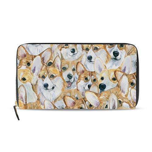 GIGIJY Tier-Geldbörse mit kurzem Bein, Wales-Hunde-Geldbörse, mehrere Kreditkartenfächer, Leder, Reißverschluss, lange Geldbörse, multi, Einheitsgröße von Bardic