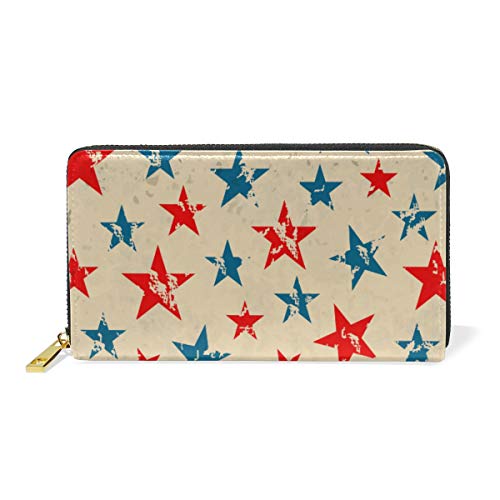 GIGIJY Vintage American 4th of Juli Theme Purse Multi Credit Card Holder Bag for Women Genuine Leather Zipped Long Wallet, multi, Einheitsgröße von Bardic