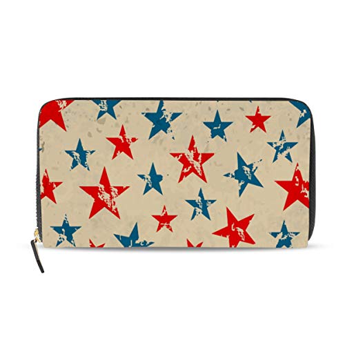 GIGIJY Vintage American 4th of Juli Theme Purse Multi Credit Card Holder Bag for Women Leather Zipped Long Wallet, multi, Einheitsgröße von Bardic