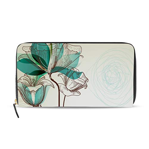 GIGIJY Vintage Art Flower Geldbörse Multi Kreditkartenhalter Tasche für Frauen Leder Reißverschluss Lange Geldbörse, multi, Einheitsgröße von Bardic