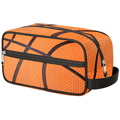 Tragbare Reise-Kulturbeutel, Dopp Kit, Kosmetik-Organizer, Make-up-Tasche, Dusch-Rasiertasche für Männer und Frauen, Basketball-Textur, 10.5 x 4.4 x 5.3 in, Sportlich von Bardic