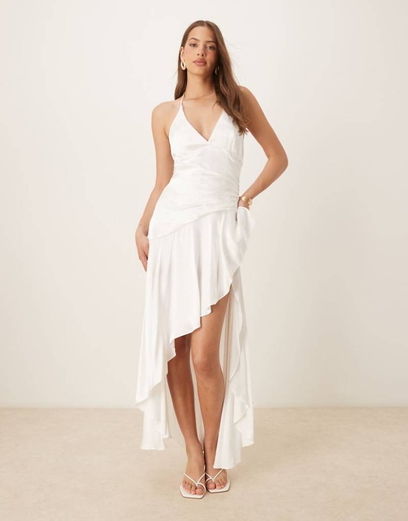 Bardot - Asymmetrisches Midaxi-Kleid in Weiß mit Neckholder von Bardot