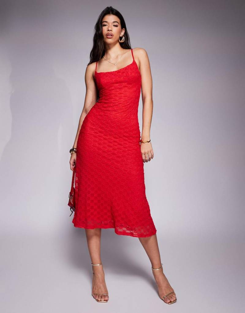 Bardot - Camisole-Midikleid aus Mesh in Rot mit Spitze von Bardot