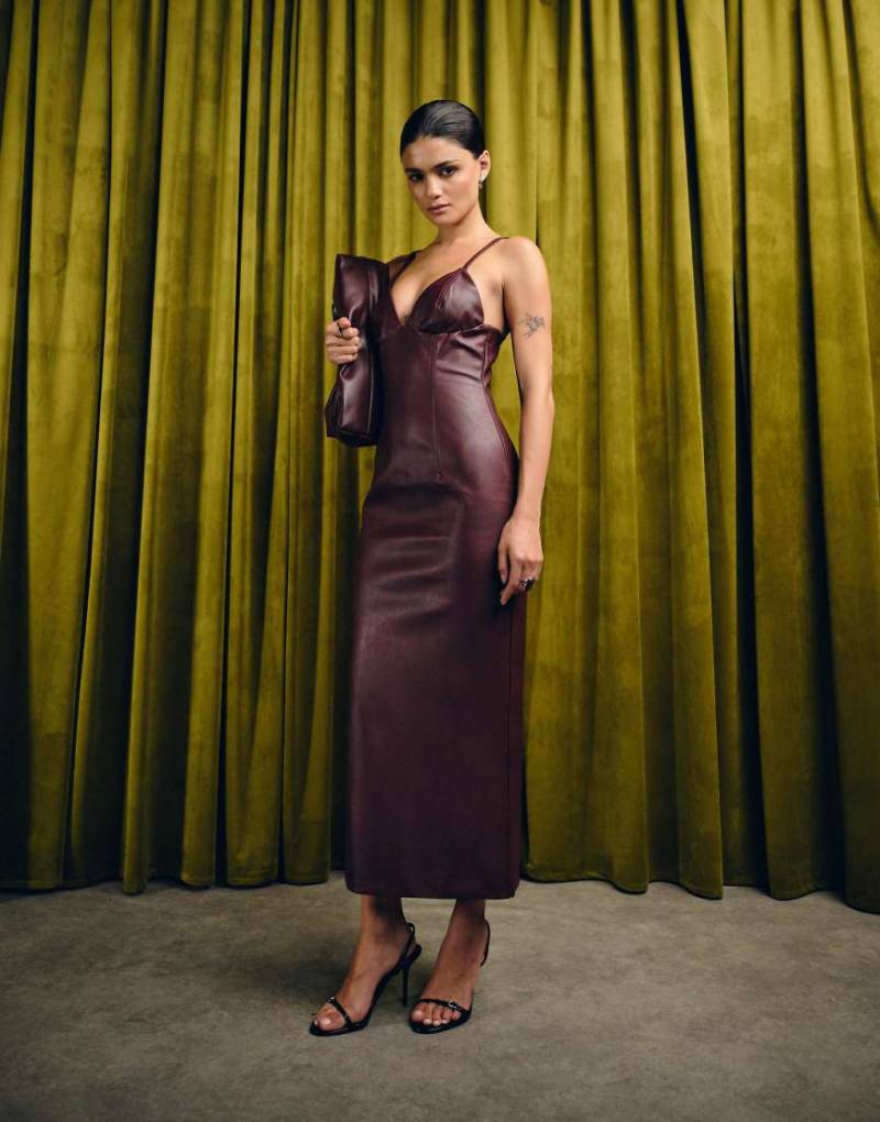 Bardot - Estine - Midikleid in Burgunderrot von Bardot