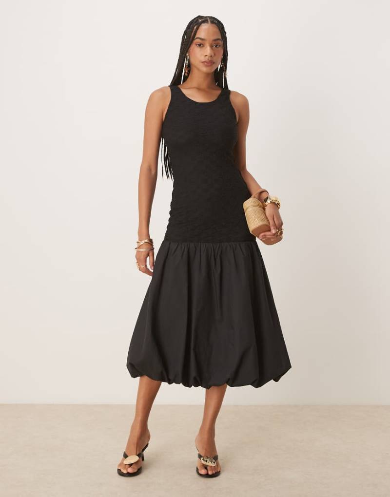 Bardot - Melody - Maxikleid aus Popeline in Schwarz mit Spitze von Bardot