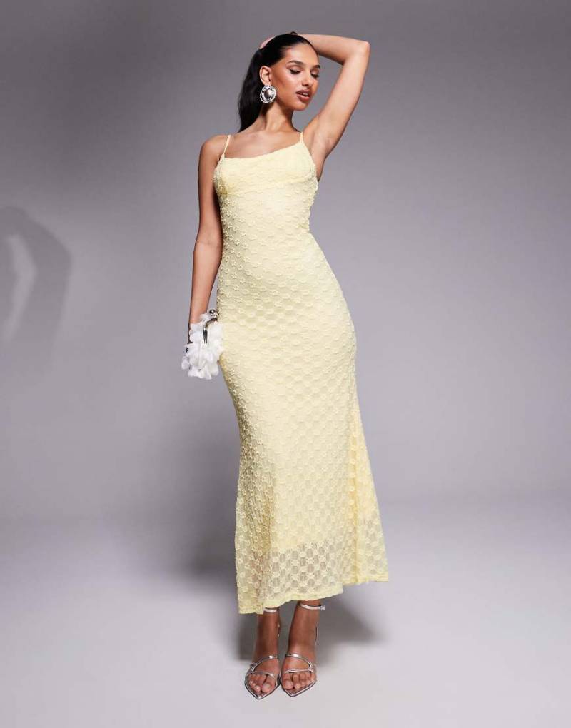 Bardot - Midikleid aus Netzstoff in Zitronengelb von Bardot
