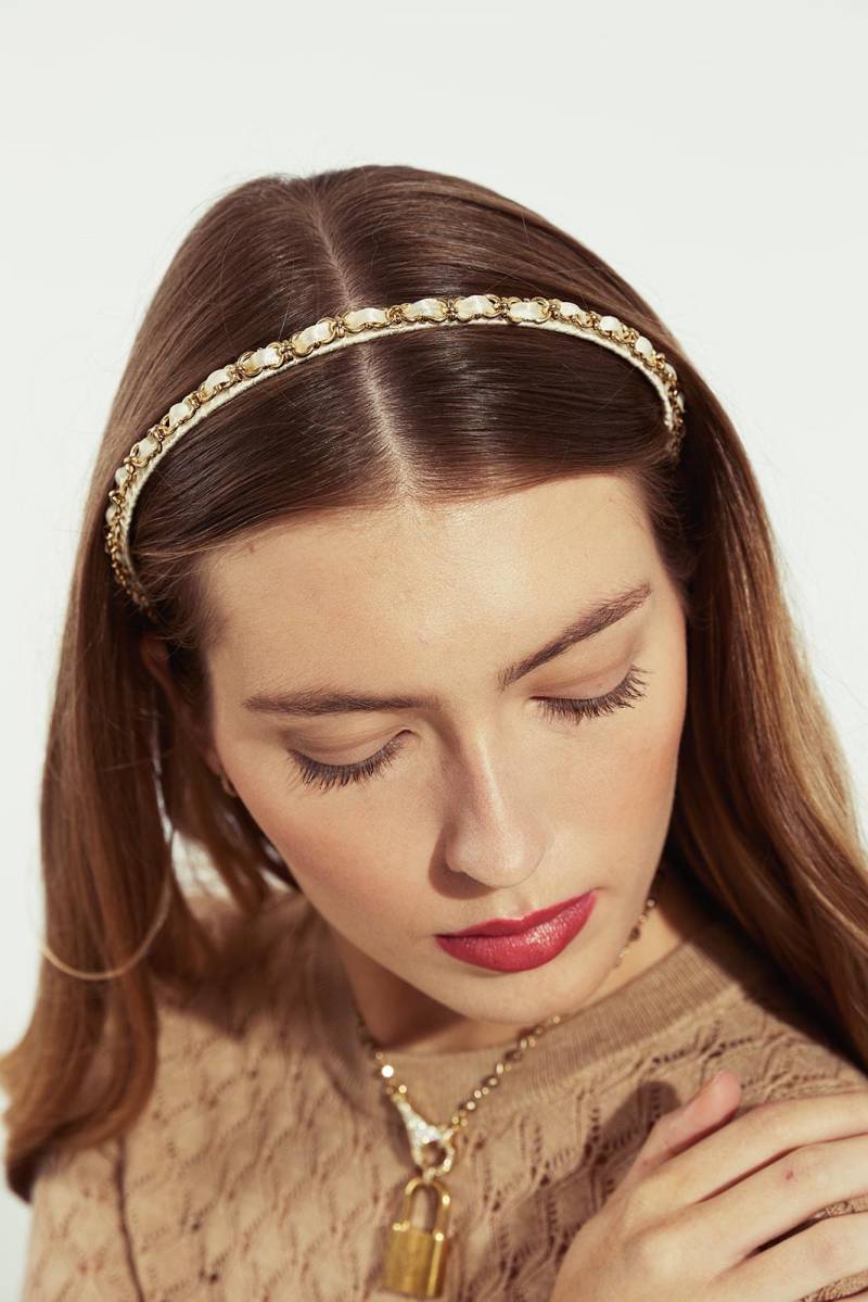 Mercer Link Haarreif | Vergoldetes Kettenglied-Stirnband Skinny Stirnband Kettenglied Mit Band Verflochten Geschenke Für Sie von BardotBowGallery