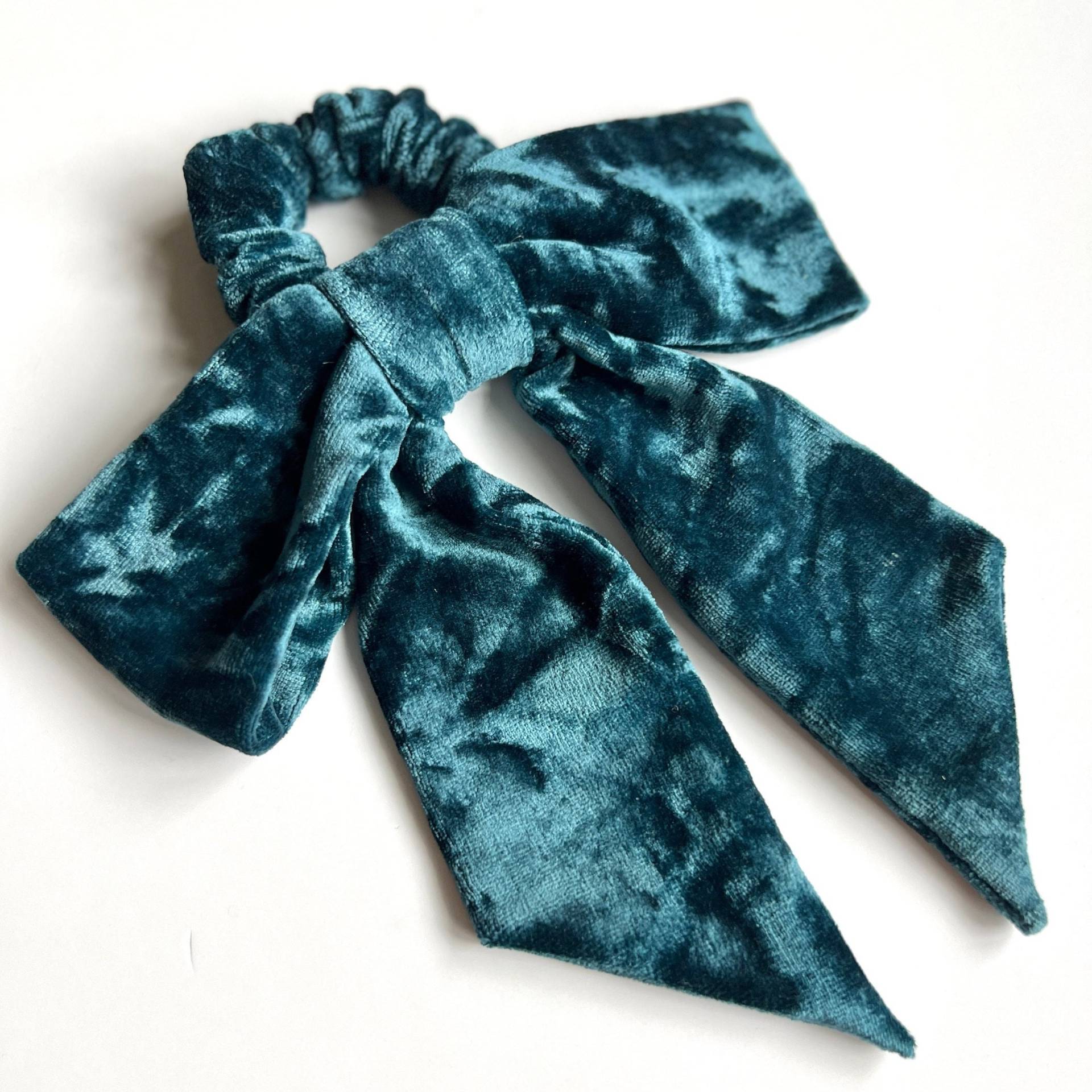 Oversize Stoffschleife Scrunchie | Reicher Crushed Samt Tiefes Türkis Geschenk Für Sie von BardotBowGallery
