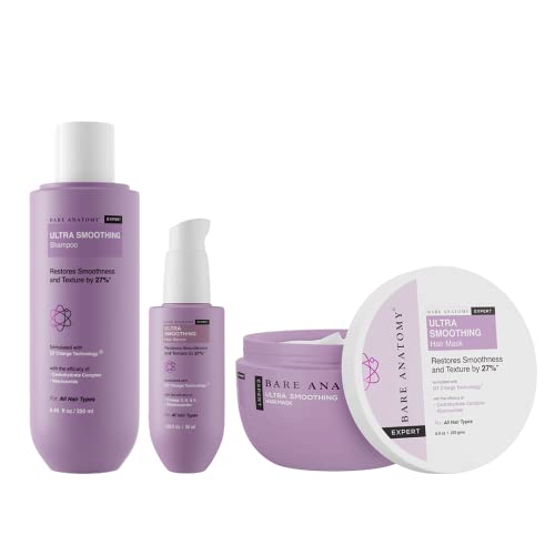 Bare Anatomy Ultra Smoothing Shampoo and Hair Mask and Hair Serum Kit Smoothness Thickens and Repairs Damaged Hair Locks in Moisture Sulphate and Paraben Free For Women and Men 250ml von Bare Anatomy