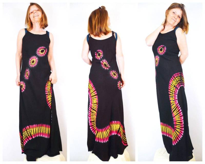 Krawatte Kleid Maxikleid Sunshine Gelb Und Pink Auf Schwarzem Festivalkleid Abendkleid Urlaubskleid Krawatte Kleid Maxikleid Sunshine Gelb Und Pink Auf Schwarzem Festivalkleid Abendkleid Urlaubskleid von BareCanvasClothing