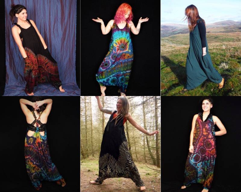 Lucky Dip Überraschung Color Tie Dye Overall Harems Bottom Festival Latzhose Strampler Hippy Overalls Baggy Bequem Unisex von BareCanvasClothing