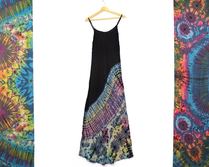 Schwarz Und Blau Tie Dye Boho Maxi Kleid Sommer Hippie Festival Gothic Urlaub von BareCanvasClothing