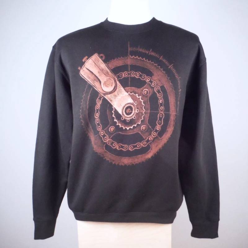 Zahnrad Design Bleach Art Hand Gezeichnet Sweatshirt Schwarz Pullover Handbemalt von BareCanvasClothing