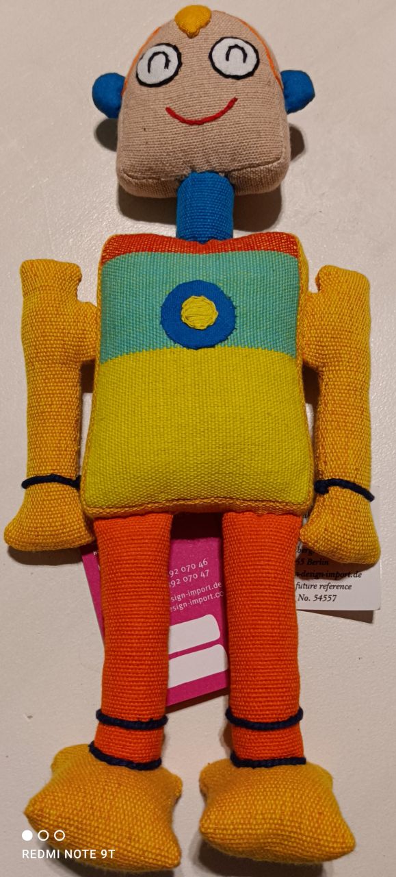 Barefoot Stofffigur Roboter Stoffroboter gelb Ruster von Barefoot