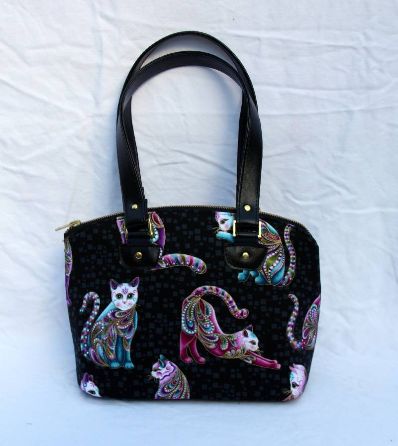 Katze Handtasche - Lola Tasche in Schwarz Mit Druck Katze Handtasche - Lola Tasche in Schwarz Mit Druck von BarefootBagShop
