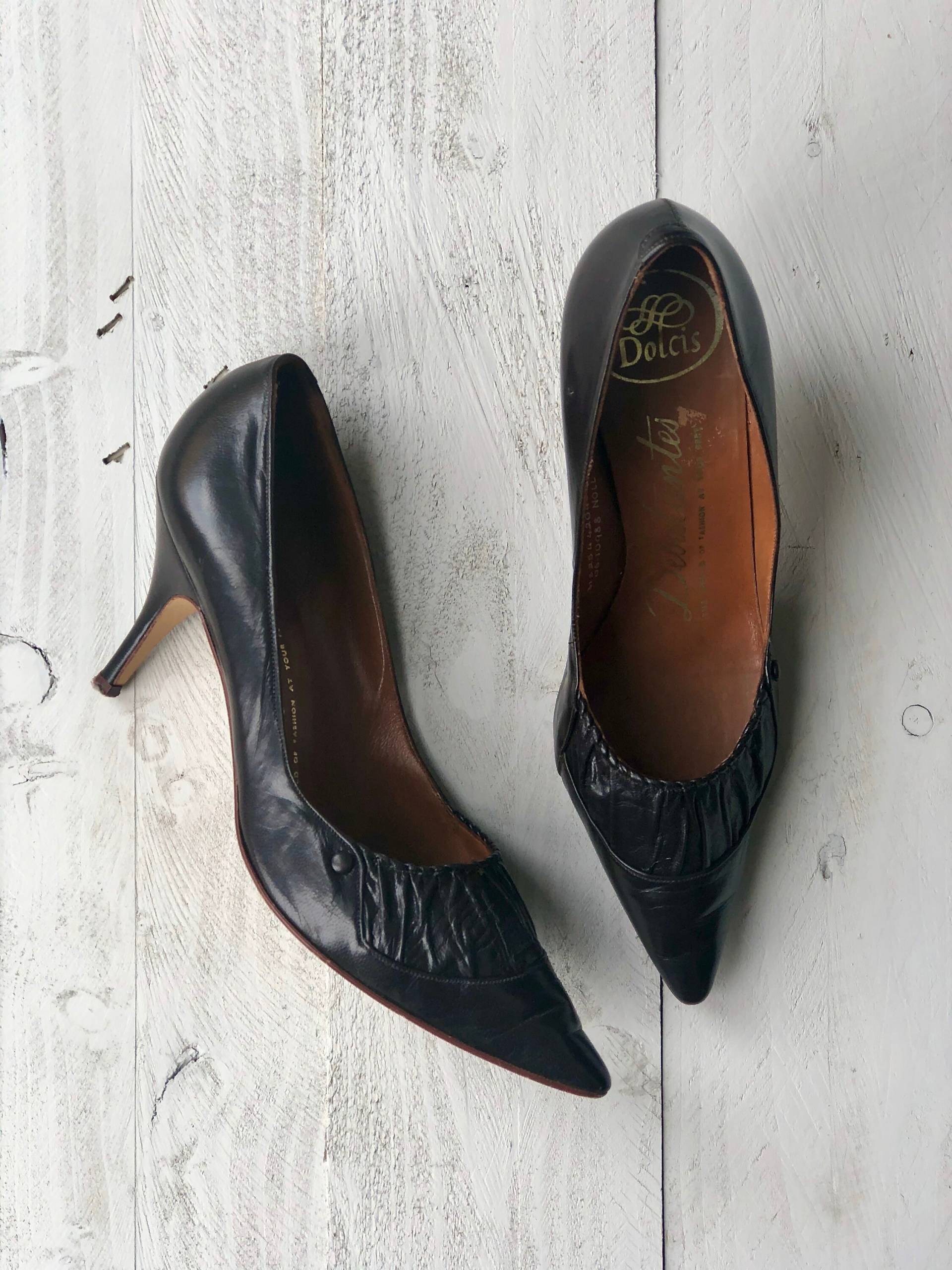 Dolcis "Debütanten' Schuhe | 50Er Jahre Braune Stilettos Schokoleder Absatz Uk5 von BarefootVintageShop