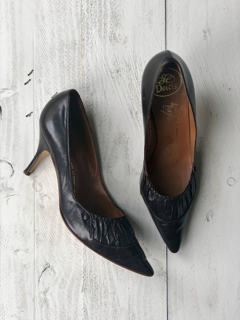 Dolcis "Debütanten' Schuhe | 50Er Jahre Braune Stilettos Schokoleder Absatz Uk5 von BarefootVintageShop