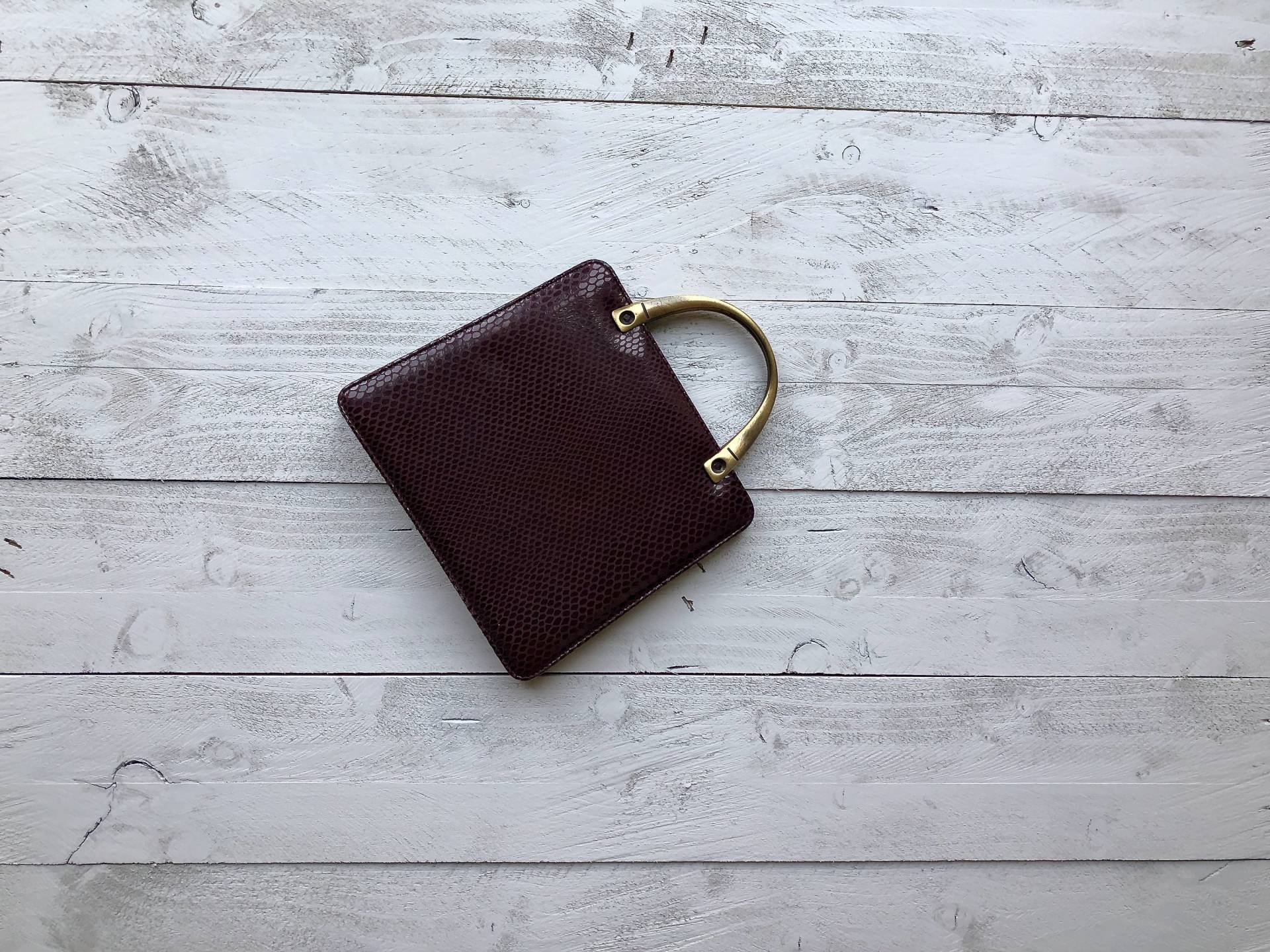 Jane Shilton Tasche | Braune Mock Crock Geldbörse 80Er Jahre Messing Henkel Clutch von BarefootVintageShop