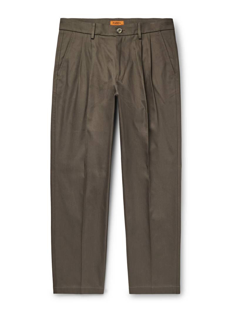 Barena - Nerio Straight-Leg Pleated Cotton-Twill Suit Trousers - Men - Green - IT 46 von Barena