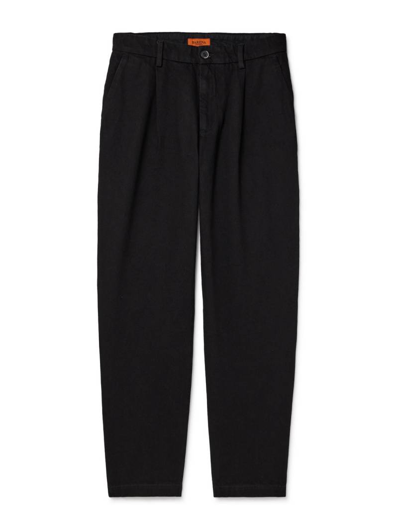 Barena - Straight-Leg Pleated Cotton-Gabardine Trousers - Men - Black - IT 56 von Barena