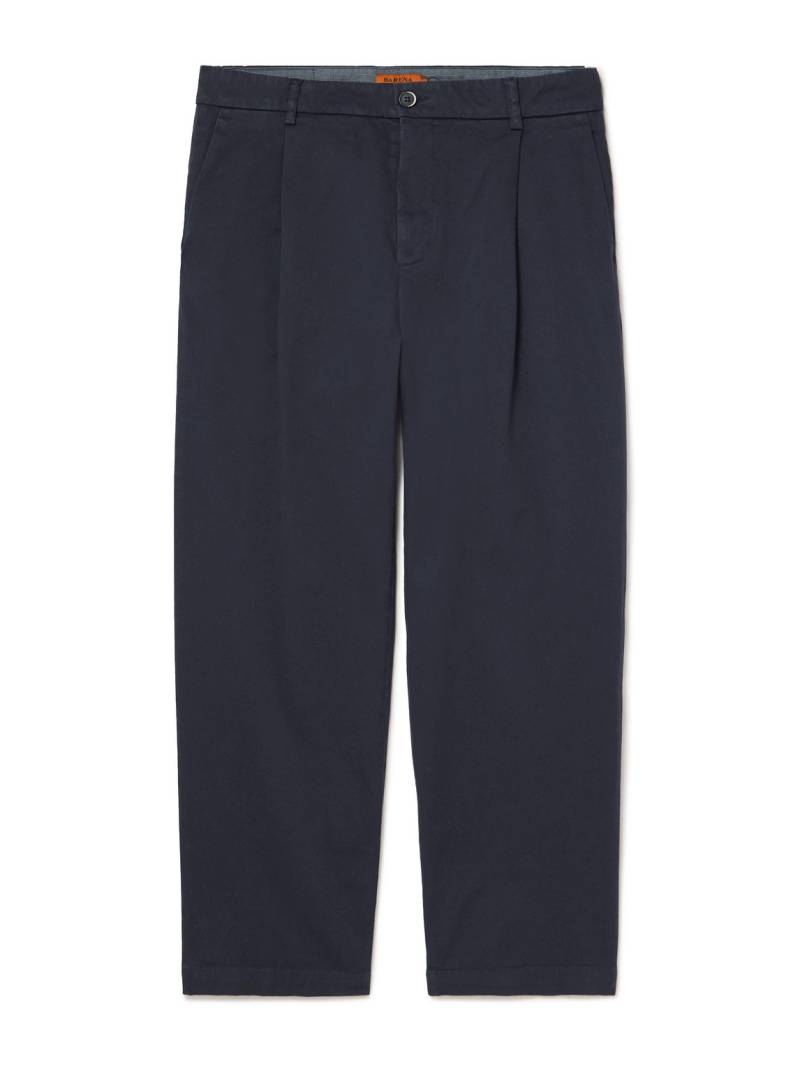 Barena - Tapered Cropped Pleated Stretch-Cotton Twill Trousers - Men - Blue - IT 54 von Barena