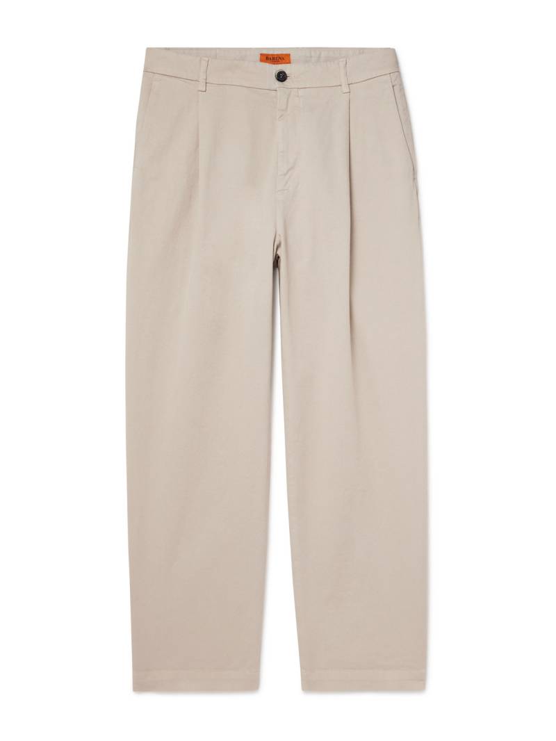 Barena - Tapered Cropped Pleated Stretch-Cotton Twill Trousers - Men - Neutrals - IT 50 von Barena