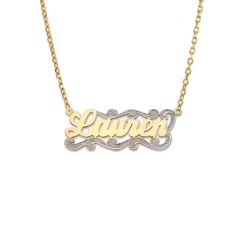 Diamond Cut Script Einzelgold Halskette Mit Namen von BargainBazaarJewelry
