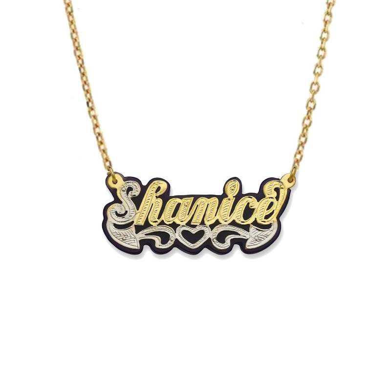 Schwarze Onyx Diamond Cut Script Gold Halskette von BargainBazaarJewelry