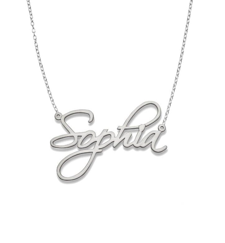 Script .925 Sterling Silber Namensschild Halskette Mit Gelb/Rose Vergoldung von BargainBazaarJewelry