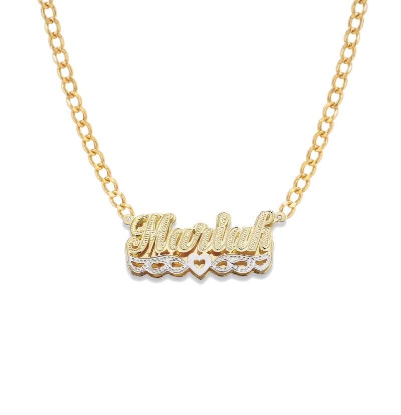 Script Herz Design Gold Doppel Namensschild Halskette von BargainBazaarJewelry