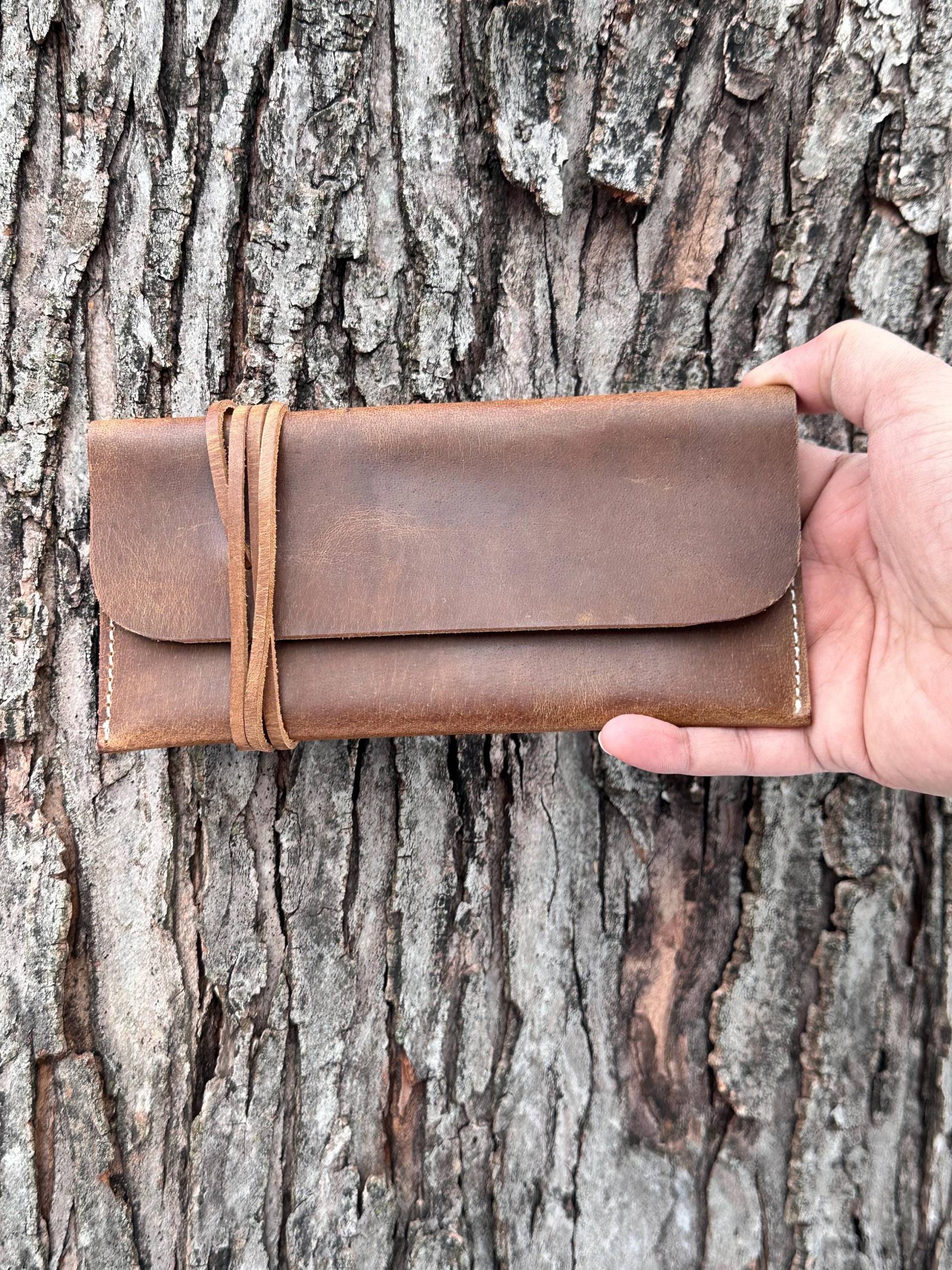 Handgefertigtes Braunes Leder Etui Stifteetui, Brillenetui von BarismilLeathers