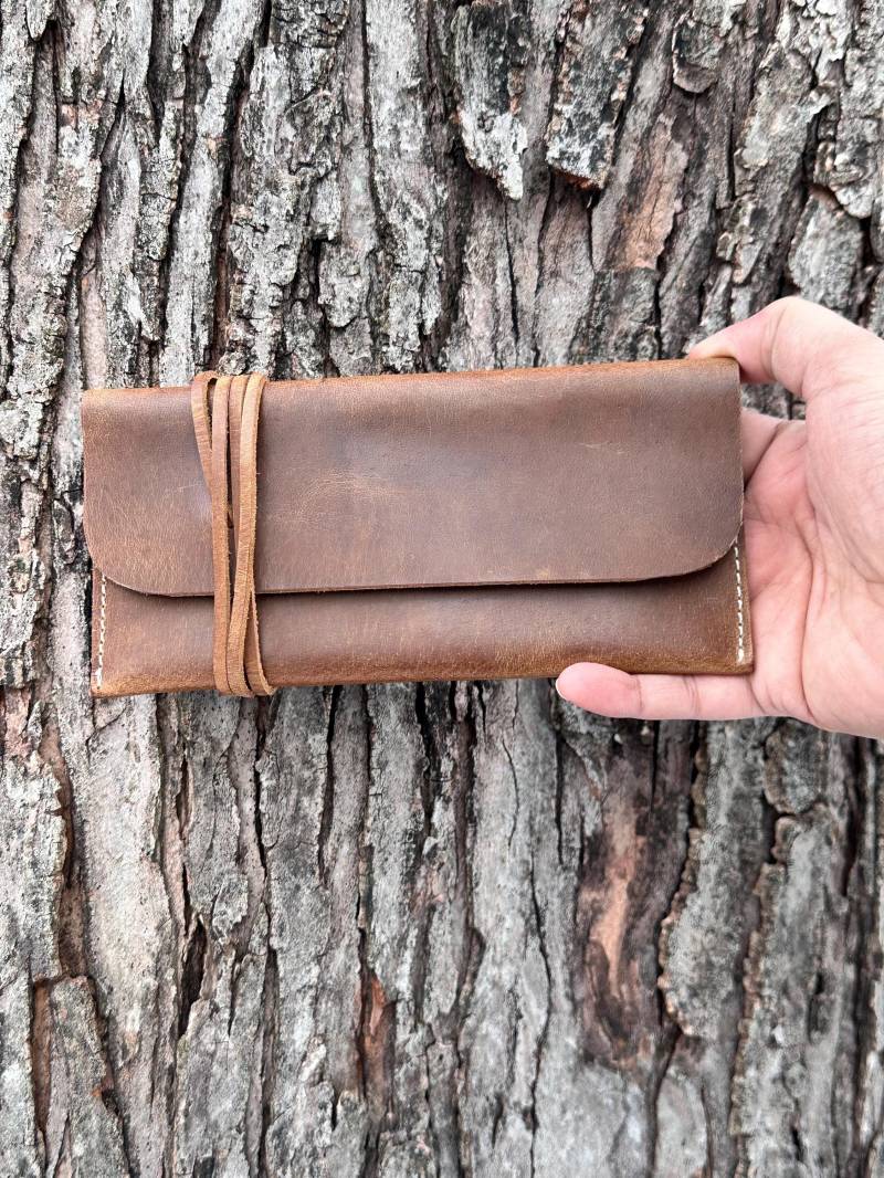 Handgefertigtes Braunes Leder Etui Stifteetui, Brillenetui von BarismilLeathers